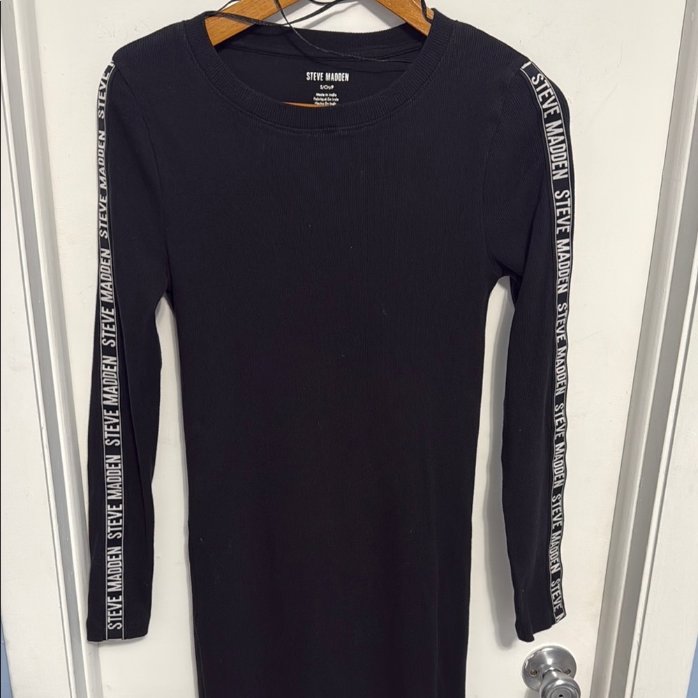 Steve Madden Black Long-Sleeve Bodycon Dress